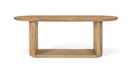 GINER Y COLOMER Mesa de Comedor Ovalada de Madera de Mango Natural 210 cm con Base Abierta y Moldura Decorativa